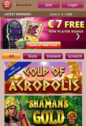 Winorama Casino Mobile Screen