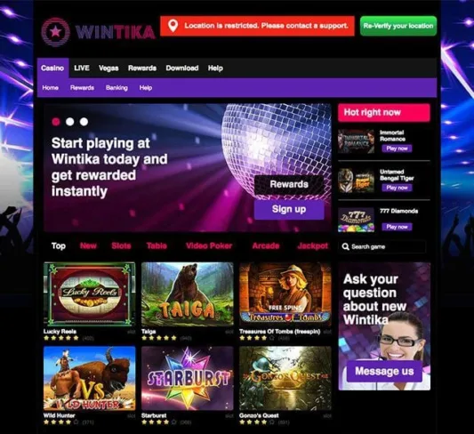 Wintika Casino Homepage