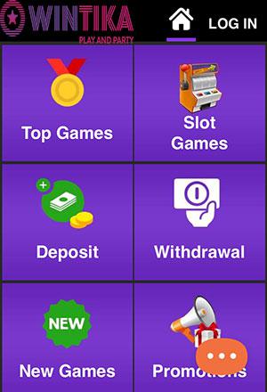 Wintika Casino Mobile Screen