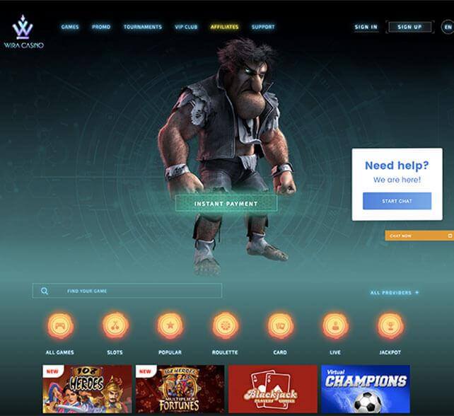 Wira Casino Homepage