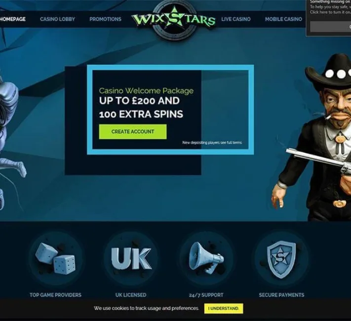Wixstars Casino Homepage