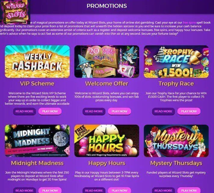 Wizard Slots Casino Bonus Page