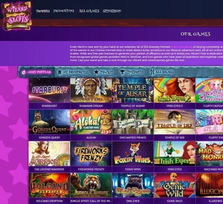 Wizard Slots Casino Games Selection