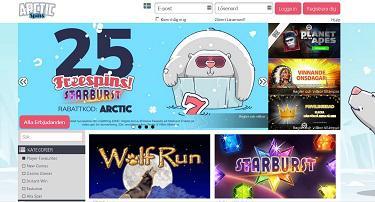 Arctic Spins Casino's hemsida