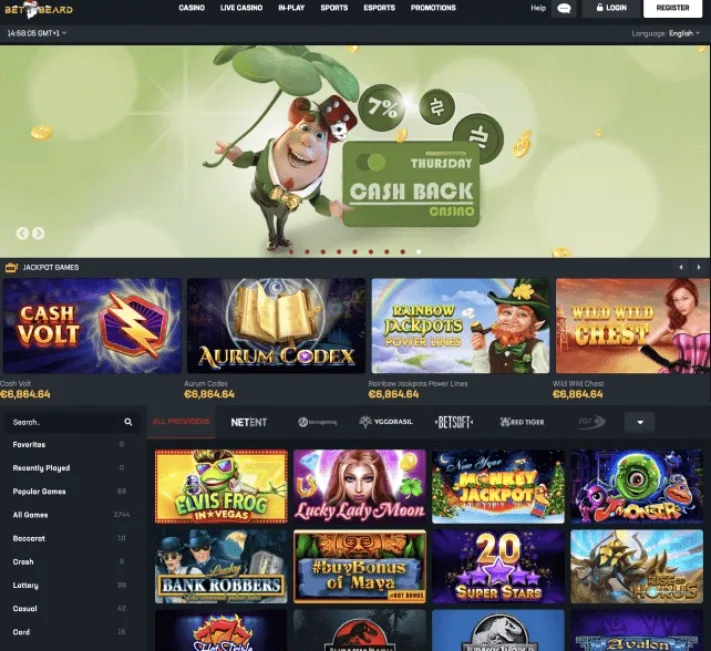 BetBeard Casino homepage