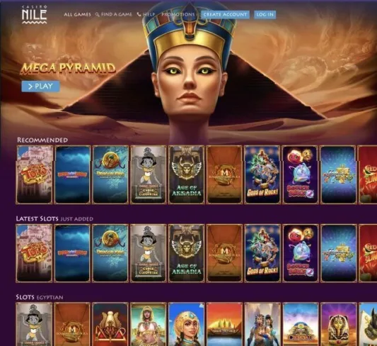 Casino Nile homepage