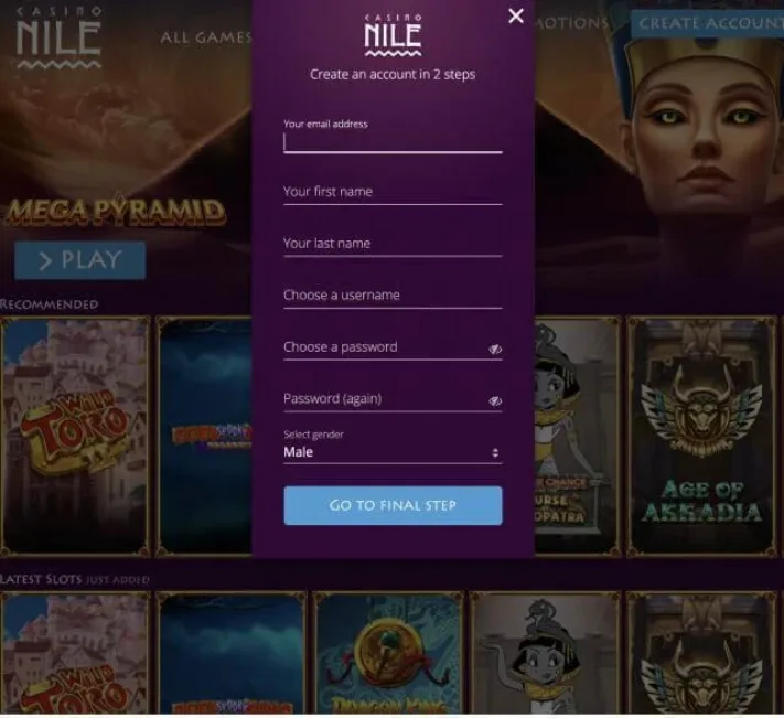Casino Nile registration