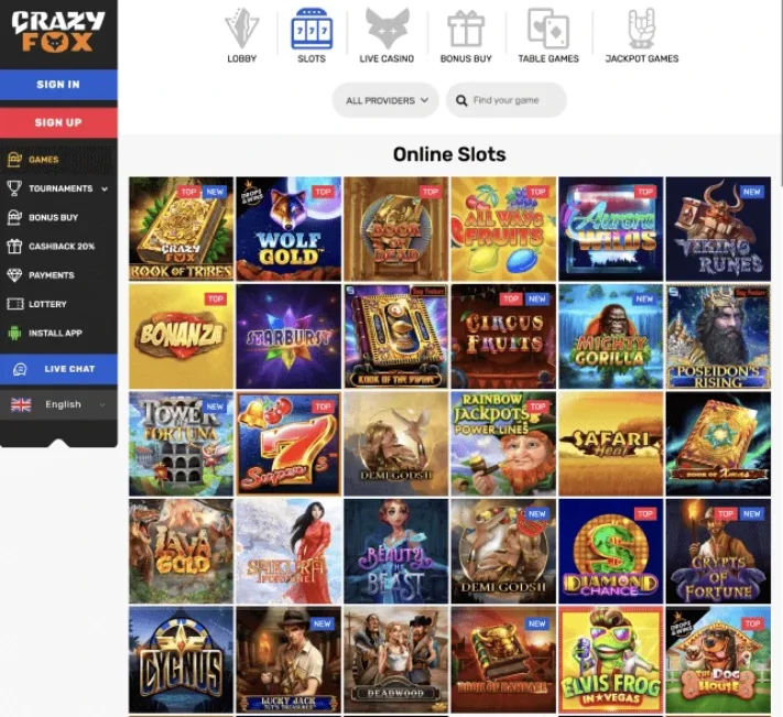 Crazy Fox Casino games