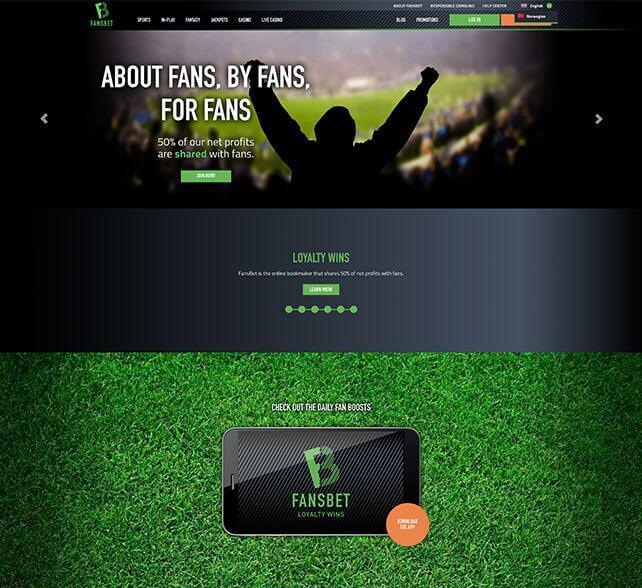 Screenshot of Fansbet webpage.