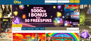 Fika Casino skärmdump av hemsida