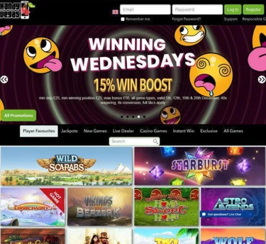 Handy Vegas Casino Homepage