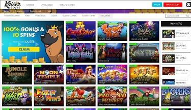 Kaiser Slots Casino's spelutbud