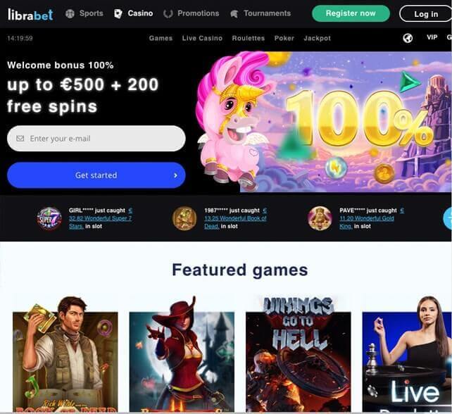 Libra Bet Casino Homepage