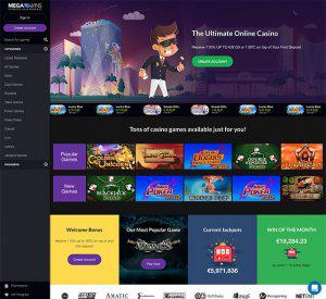 MegaWins Casino Homepage Screenshot