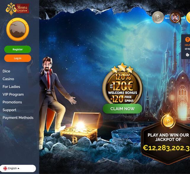 Monte Cryptos Casino Homepage Screenshot