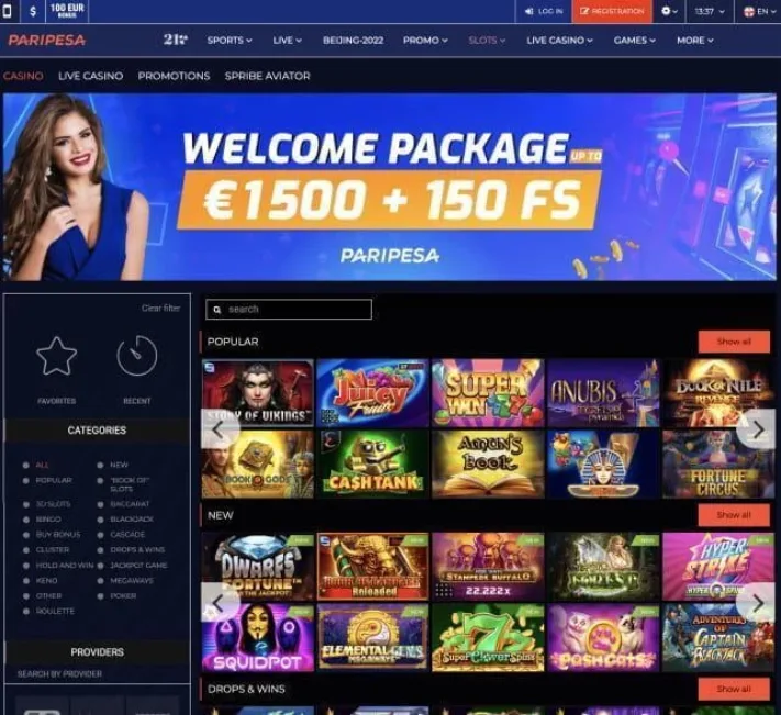 Peripesa Casino homepage