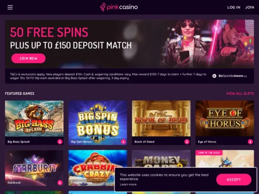pink casino desktop screenshot