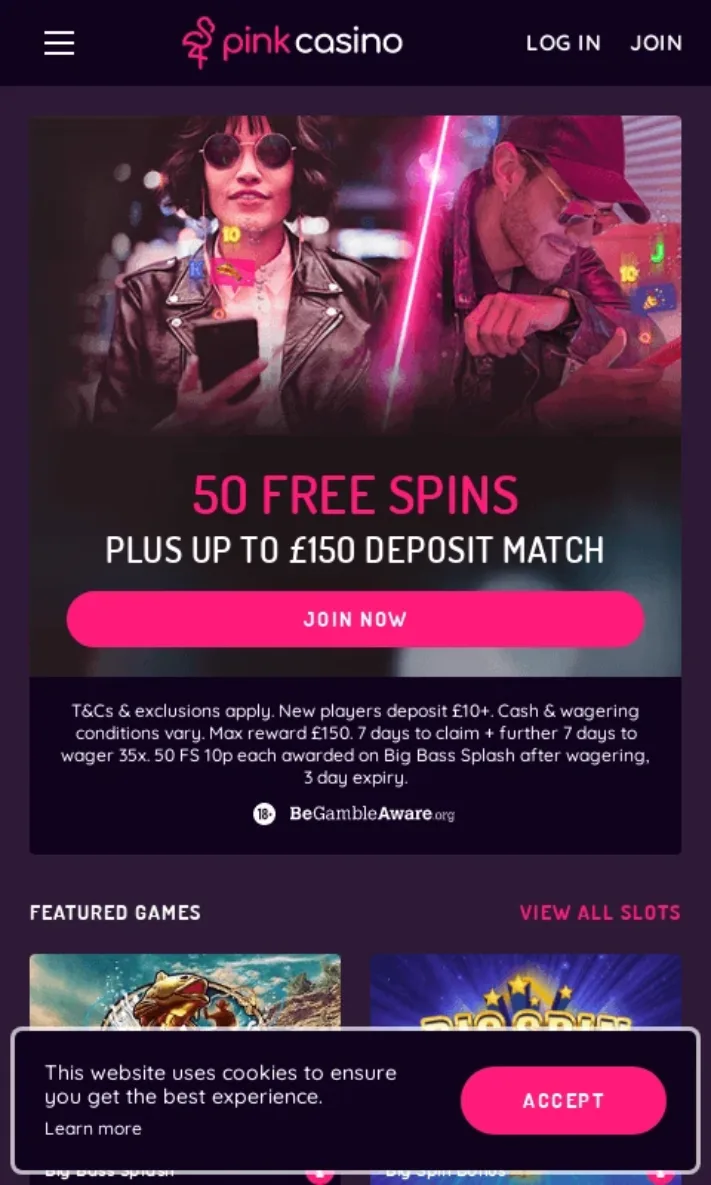 pink casino mobile screenshot