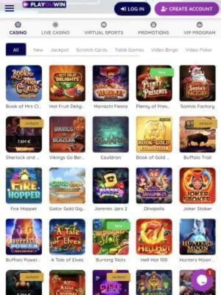 Playouwin Casino games on mobile