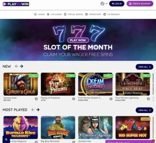 Playouwin Casino homepage
