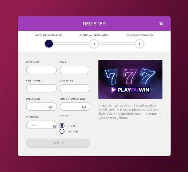 Playouwin Casino registration