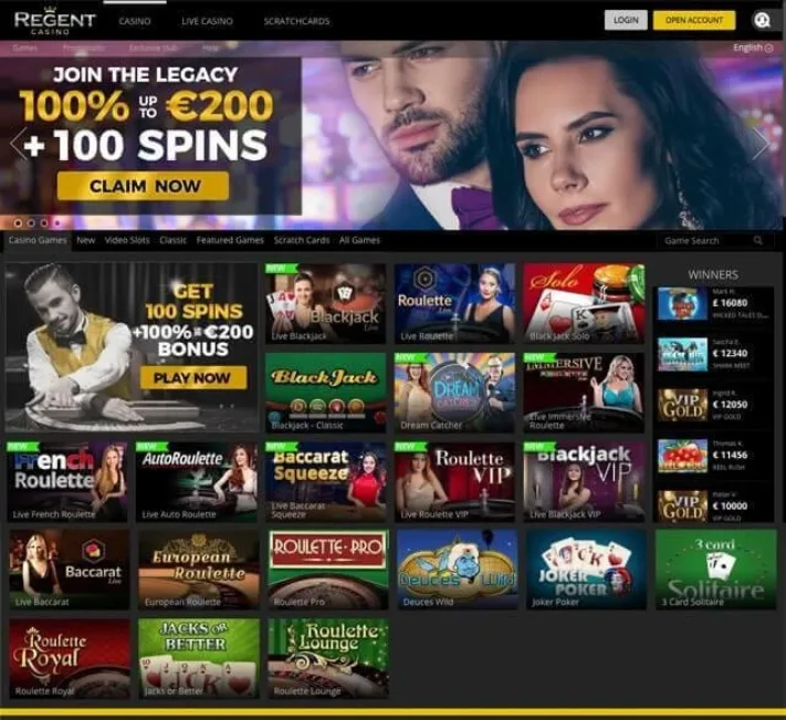 Regent Casino Front Homepage