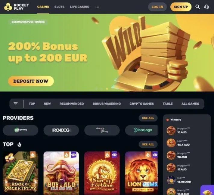 RocketPlay Casino homepage