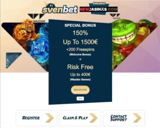 Svenbet Exclusive Bonus Casino Homepage