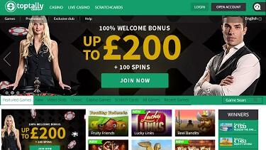 Toptally Casino's hemsida