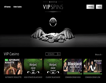VIP Spins's hemsida