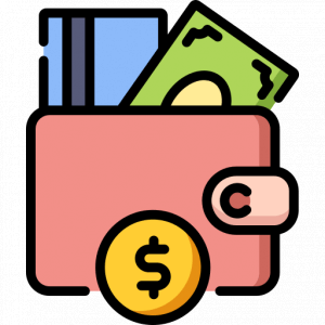 wallet with payment methods sticking out