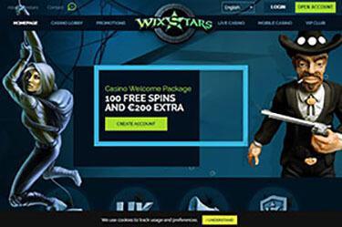 Wix Stars Casino's hemsida