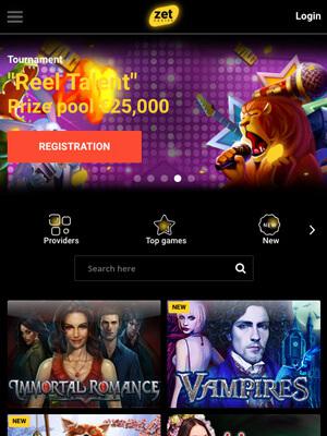 Zet Casino mobil spelminiatyrbild skärmdump